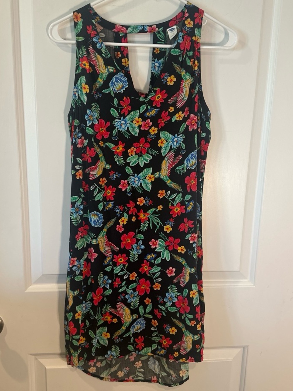 Old Navy Black Floral Sleeveless Dress with Keyhole